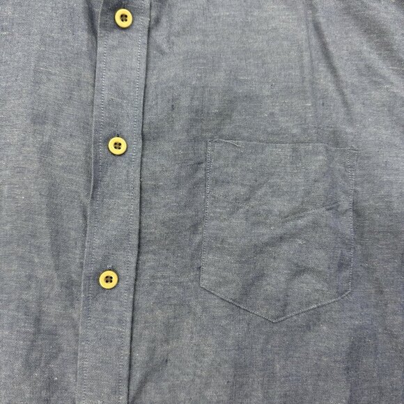 Untuckit Mens L Blue Santo Navy Linen Long Sleeve Button Up Shirt - Picture 3 of 7